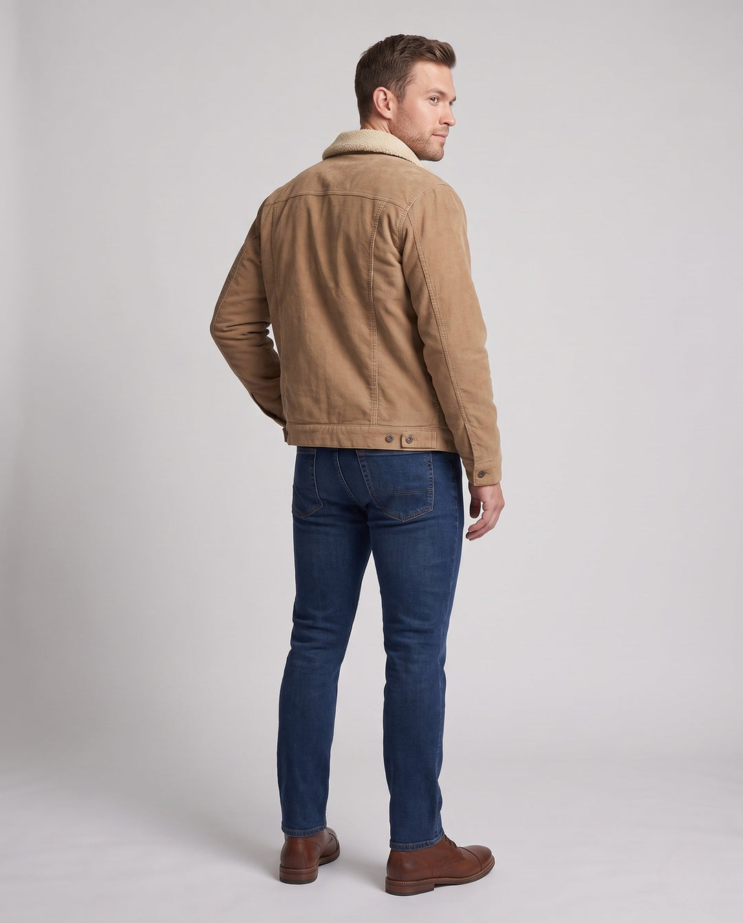 Herr vintage-inspired manchester blouson jacka med Sherpa foder och patch bröst lock