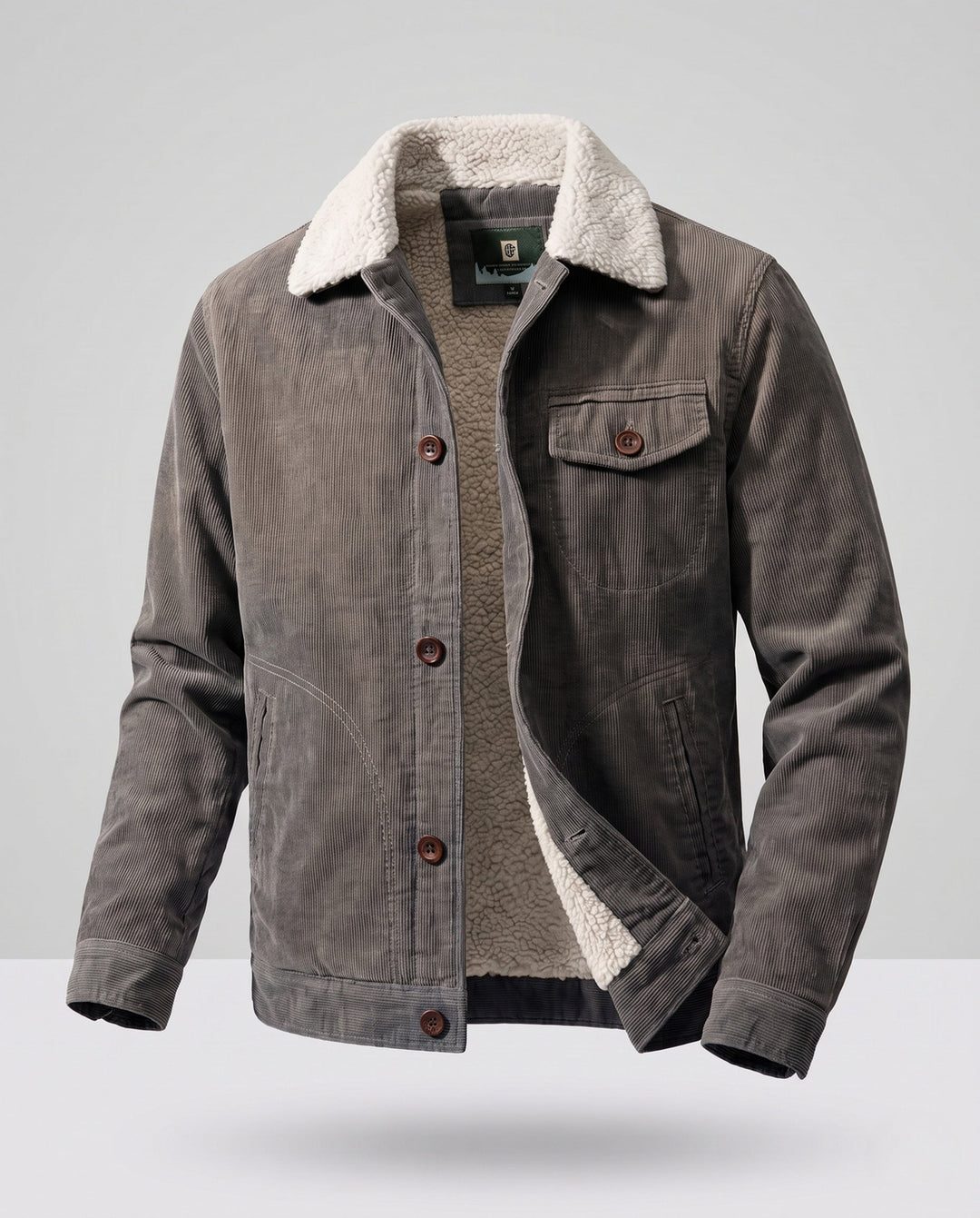 Herr vintage-inspired manchester blouson jacka med Sherpa foder och patch bröst lock