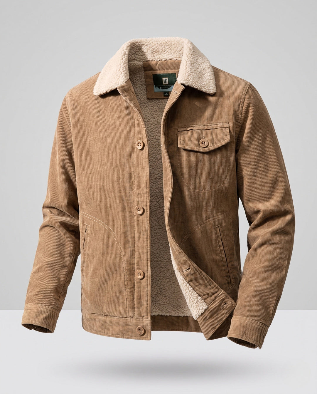 Herr vintage-inspired manchester blouson jacka med Sherpa foder och patch bröst lock
