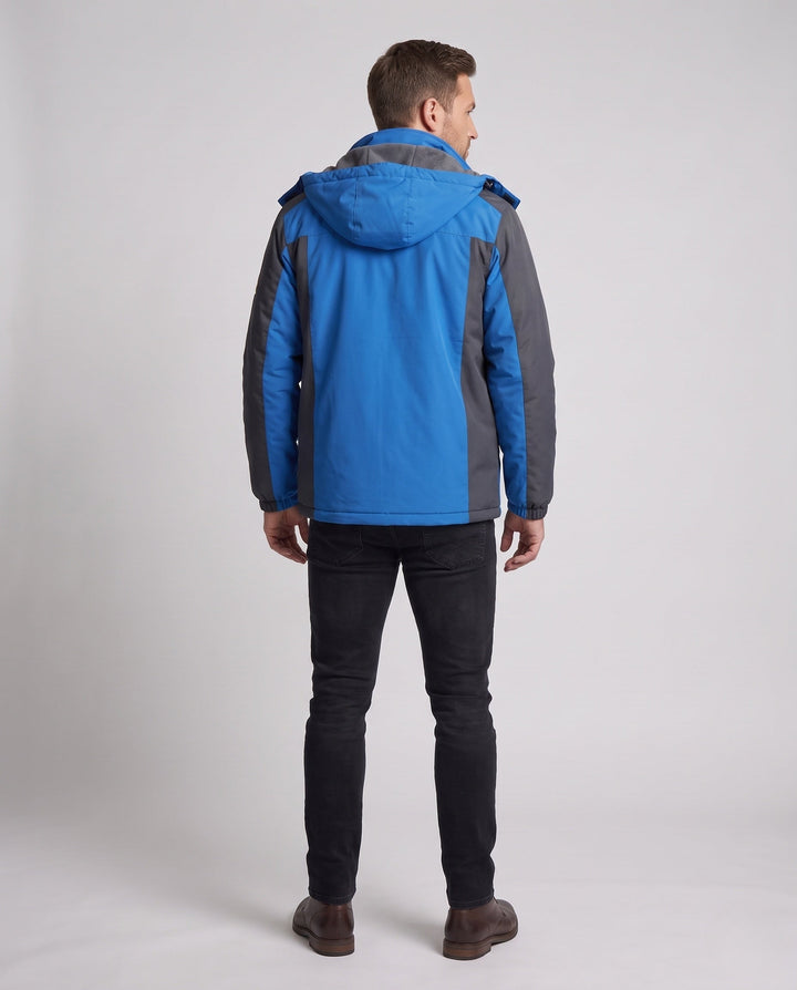 Herr vattenavvisande softshell parka med teddy fleecefoder och avtagbar huva