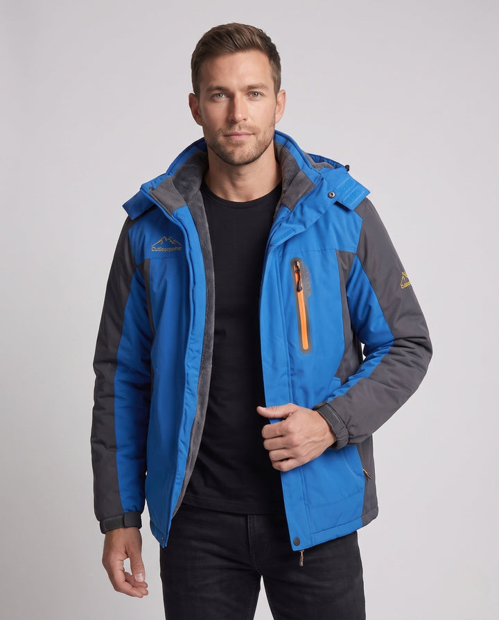 Herr vattenavvisande softshell parka med teddy fleecefoder och avtagbar huva