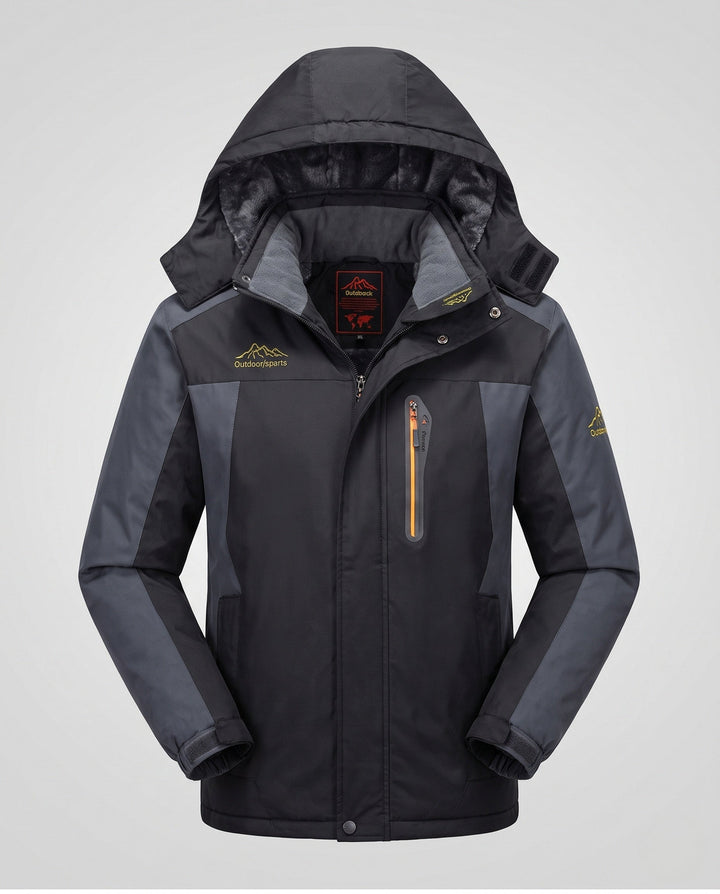 Herr vattenavvisande softshell parka med teddy fleecefoder och avtagbar huva