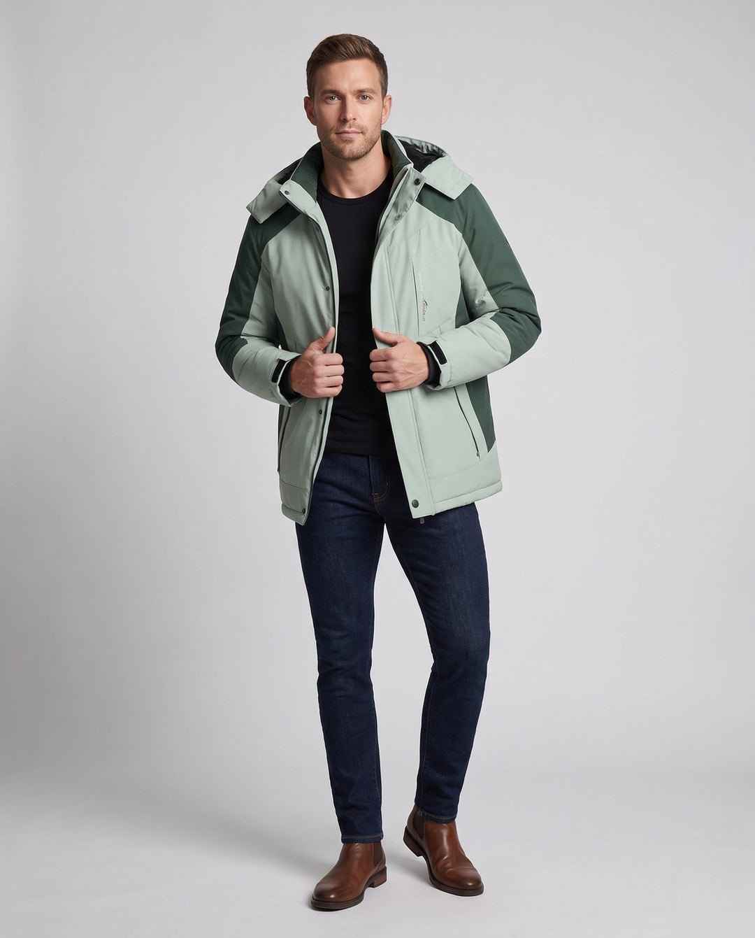 Herr vattenavvisande Värmande parka med Hög Krage, avtagbar huva, och softshell insatss