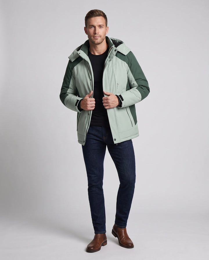 Herr vattenavvisande Värmande parka med Hög Krage, avtagbar huva, och softshell insatss