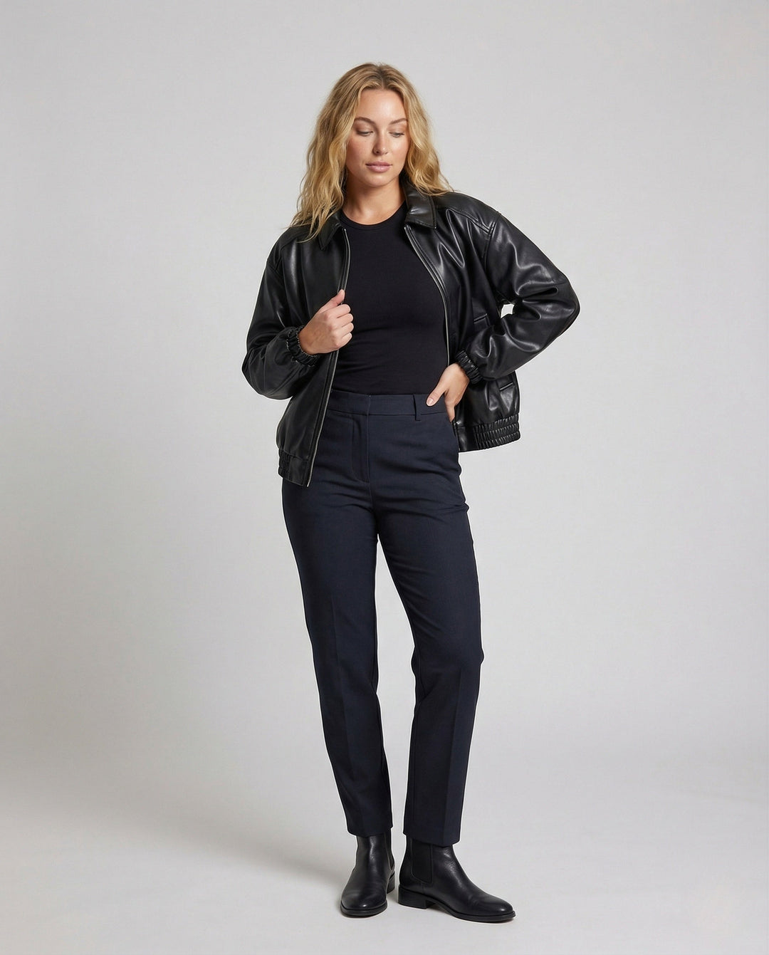 Dam oversize Utility jacka konstläder
