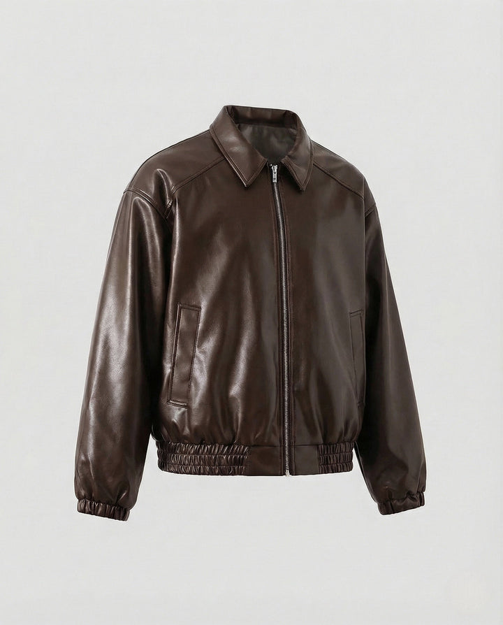 Dam oversize Utility jacka konstläder