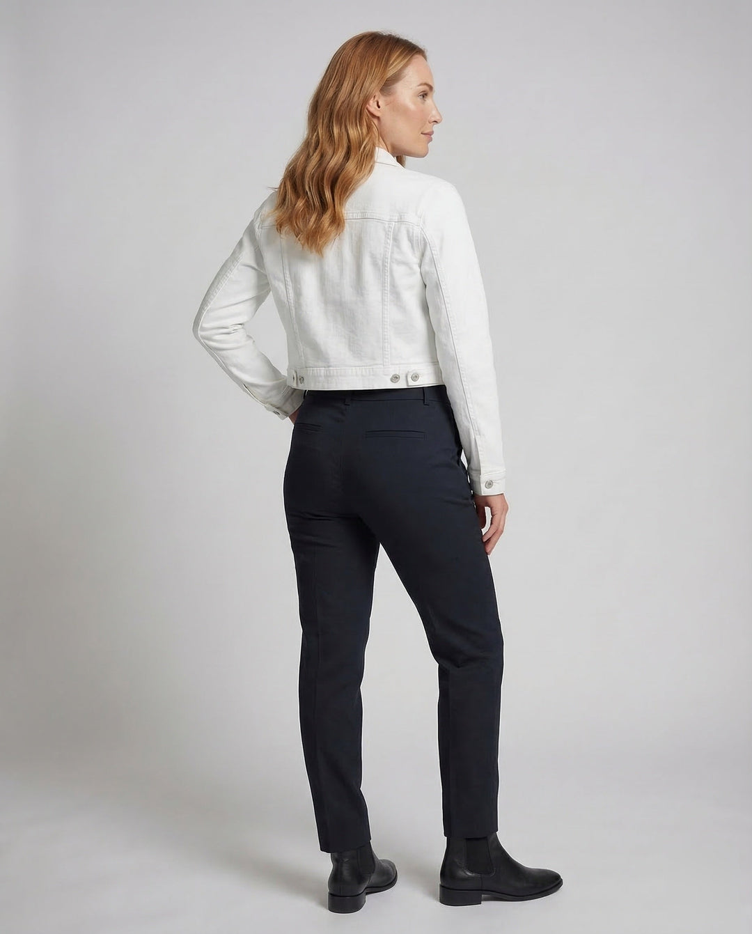 Dam Boxig Denim Jacka med Skjortkrage