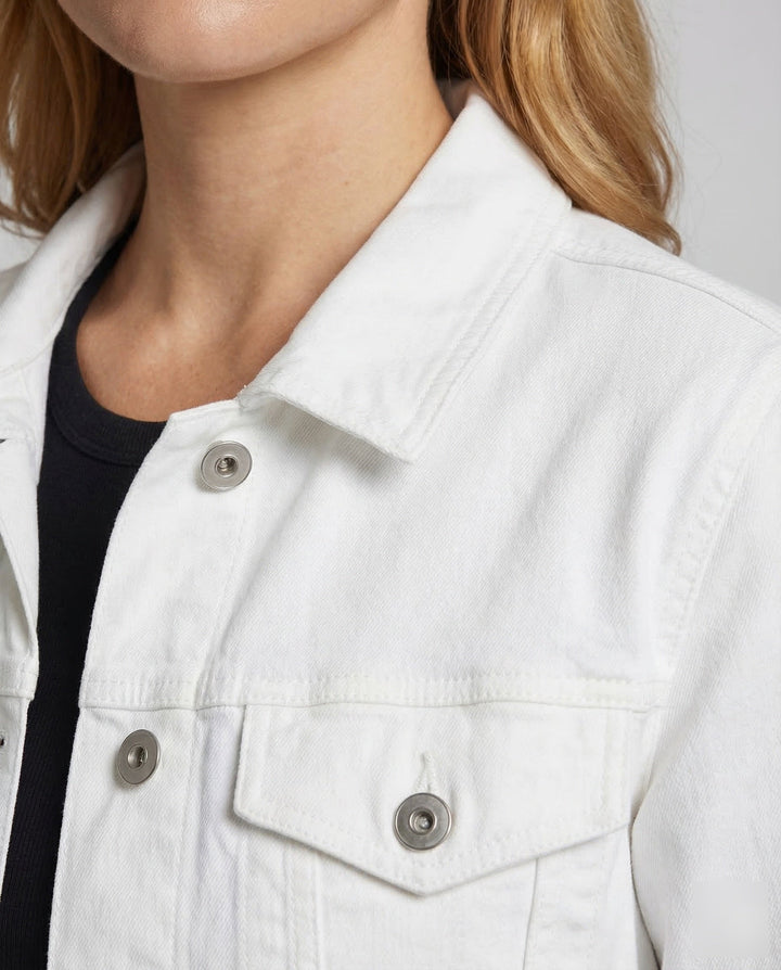 Dam Boxig Denim Jacka med Skjortkrage