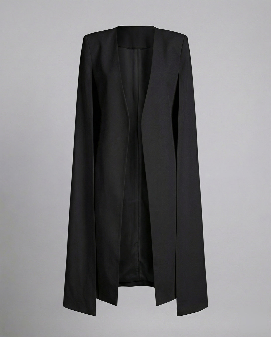 Dam lång Cape jacka med open fram och skräddad inner passform