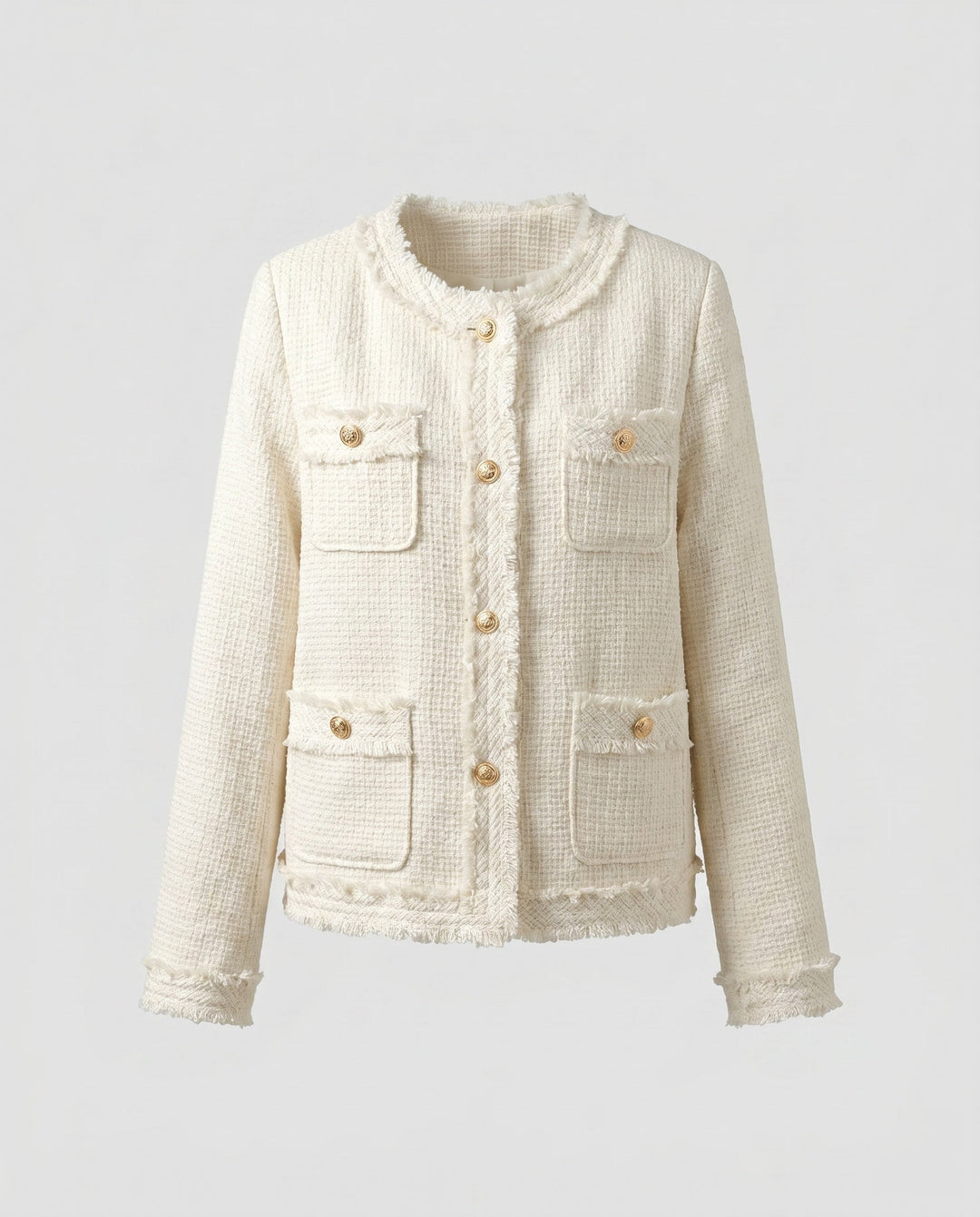 Dam festive tweed jacka med fickor och guldknappar