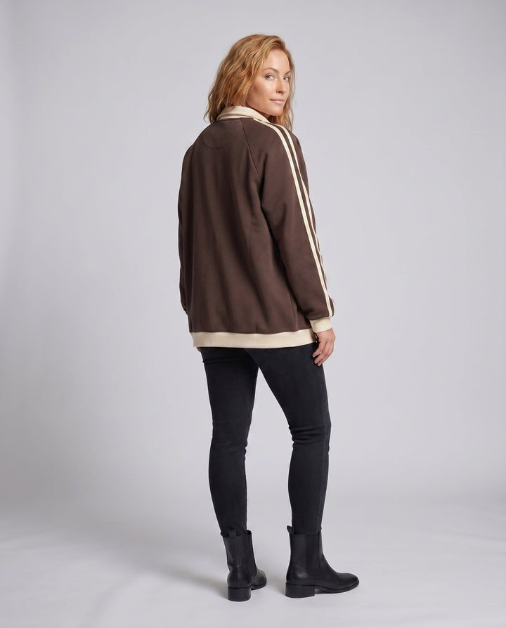 Dam Sportig Oversize Jacka med Huva och Stripes