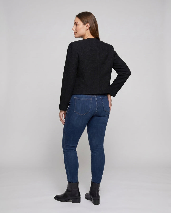 Dam Structured Boucléjacka med Golden Knappar och Fickor
