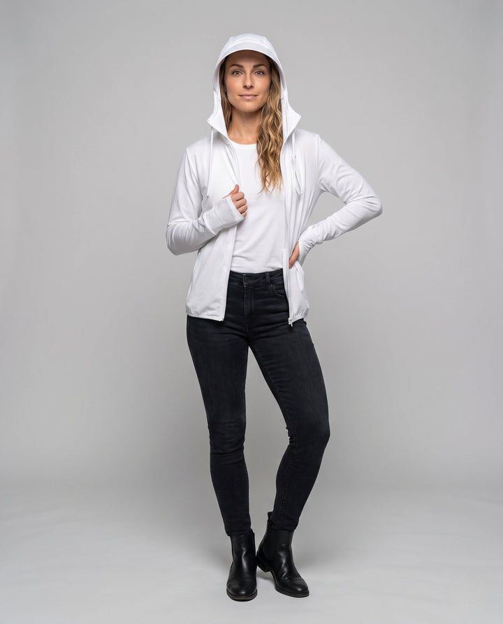 Dam lätt andningsbar outdoorjacka med reflective huva design