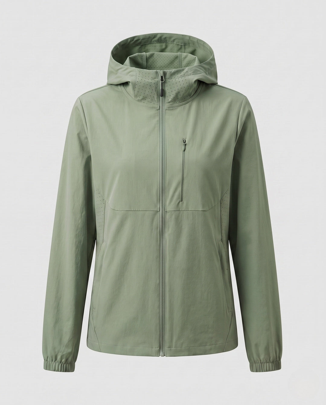 Dam lätt outdoorjacka med andningsbar inserts och justerbar huva design