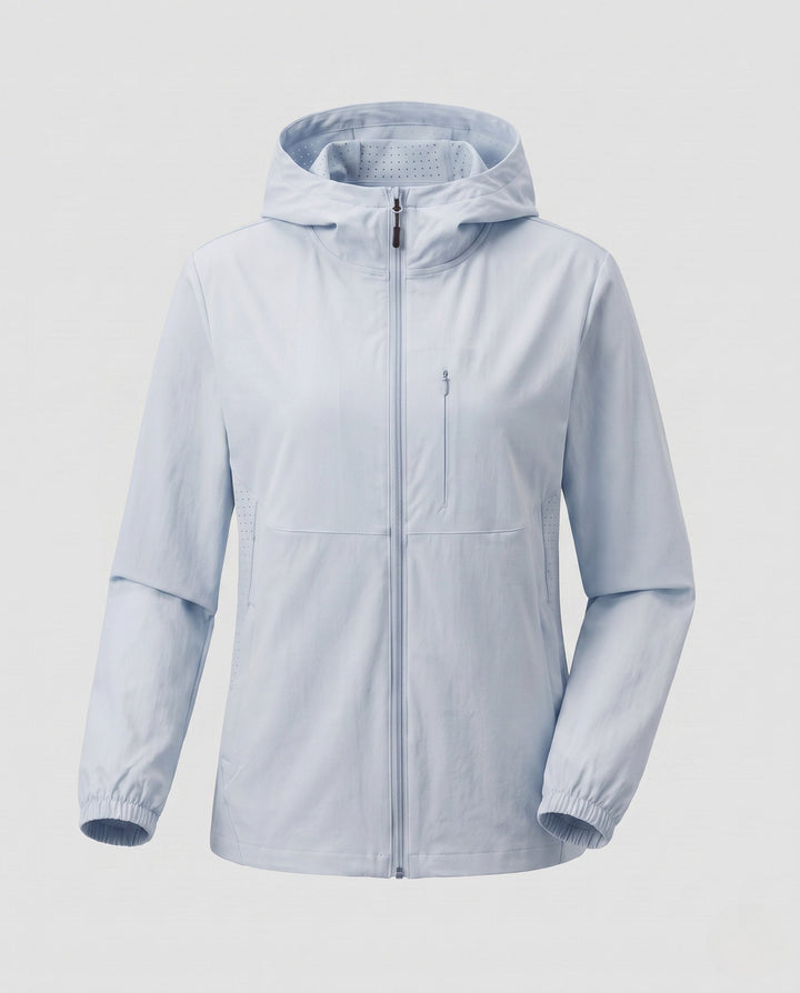 Dam lätt outdoorjacka med praktisk huva design
