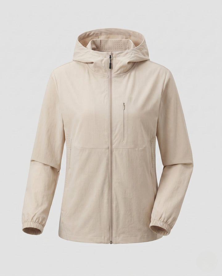 Dam lätt outdoorjacka med praktisk huva design