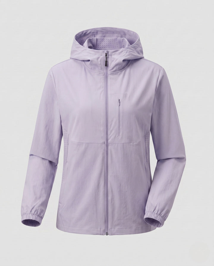 Dam lätt outdoorjacka med praktisk huva design