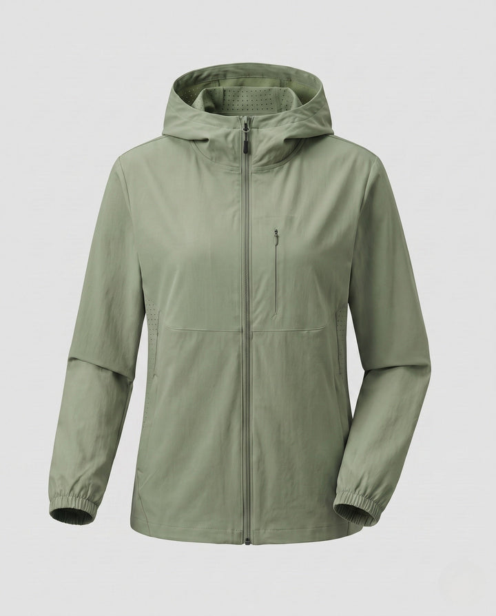 Dam lätt outdoorjacka med praktisk huva design