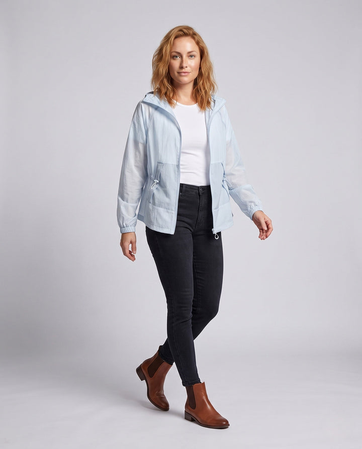 Dam lätt övergångsjacka med multifunctional huva design