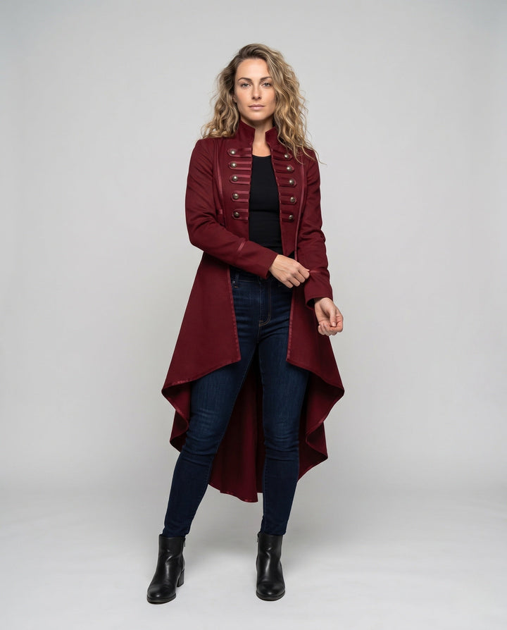 Dam elegant Asymmetrical vadderad jacka med modern knapp detaljer
