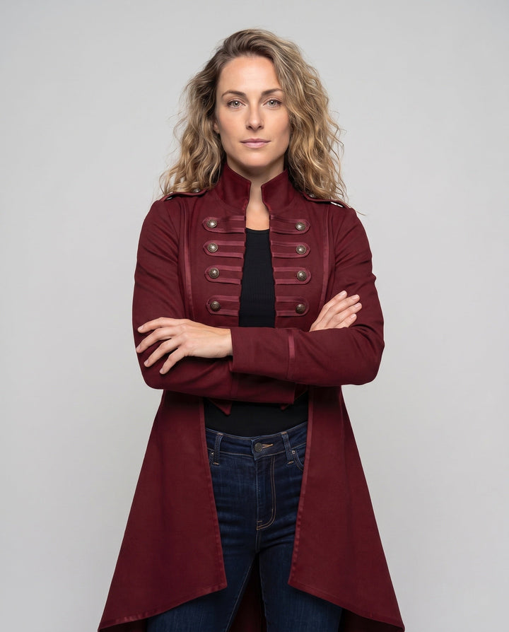 Dam elegant Asymmetrical vadderad jacka med modern knapp detaljer