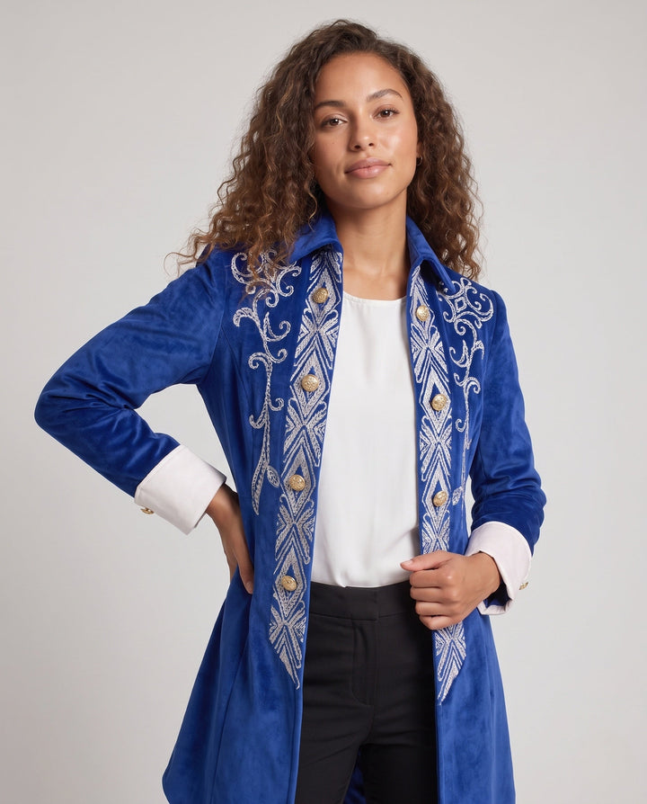 Dam elegant Festive jacka med Intricate broderi och Detailed knappslå
