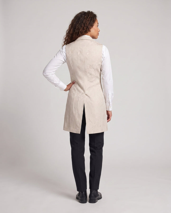 Dam elegant tailcoat jacka med blommig mönster