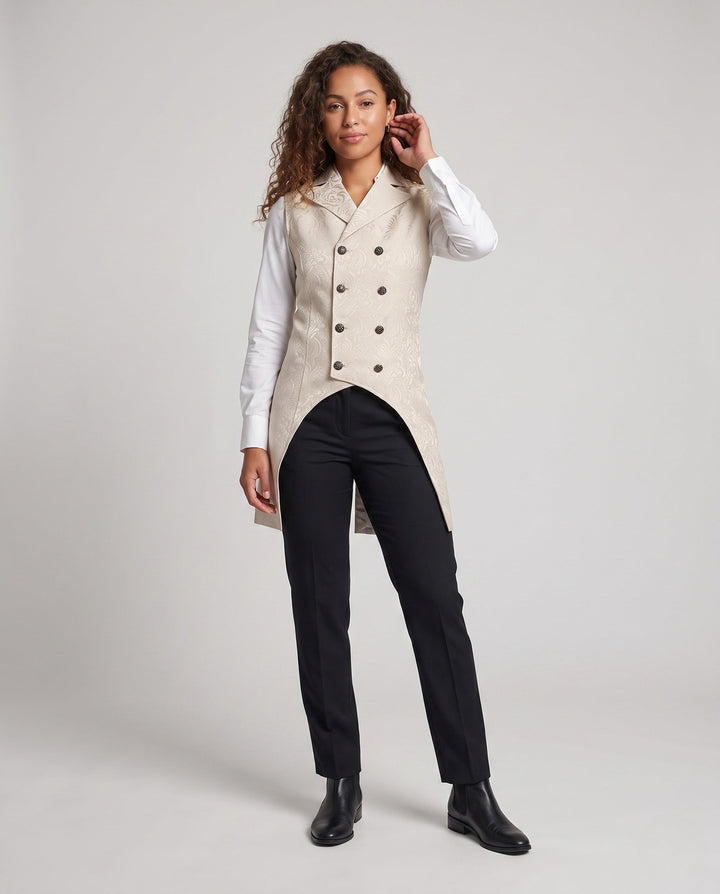 Dam elegant tailcoat jacka med blommig mönster