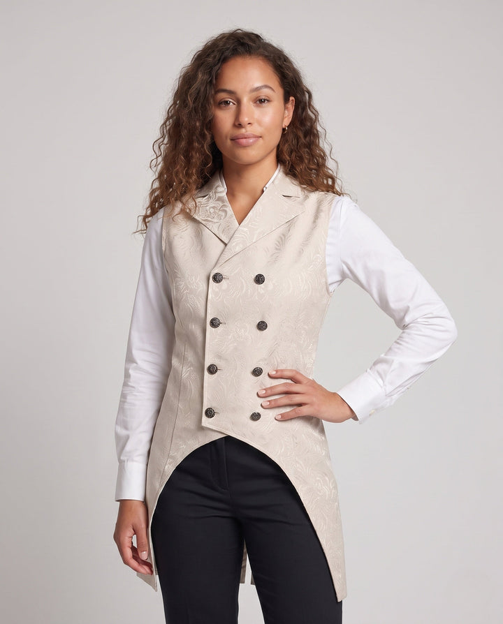 Dam elegant tailcoat jacka med blommig mönster