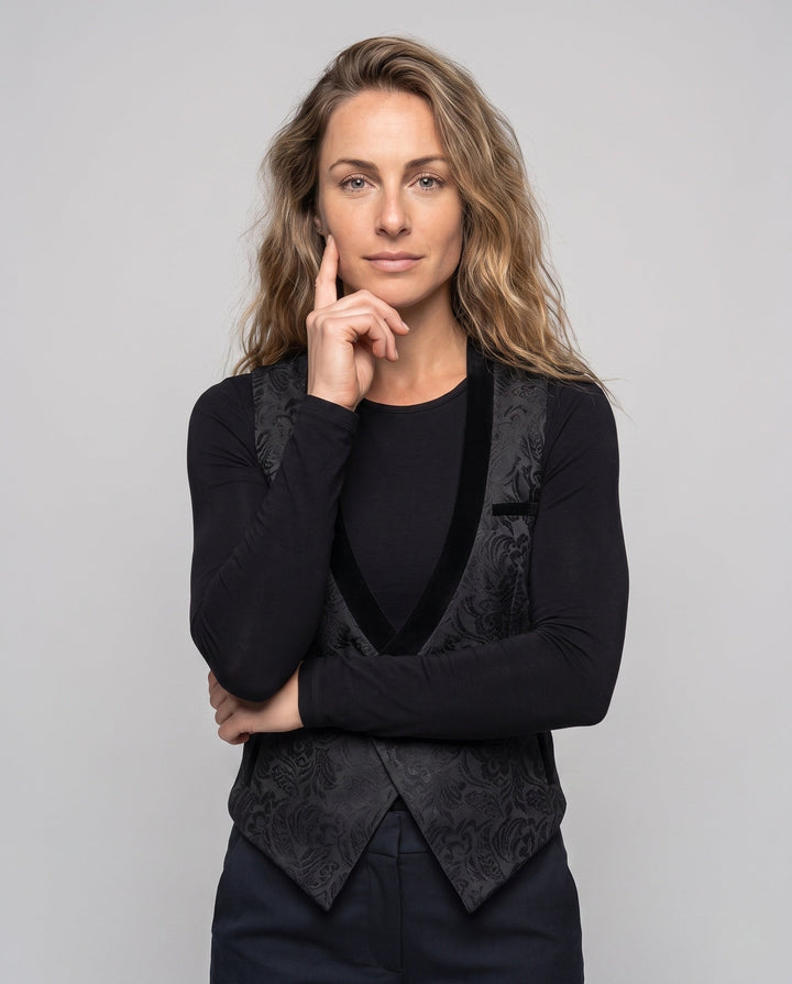 Dam elegant rund krage väst