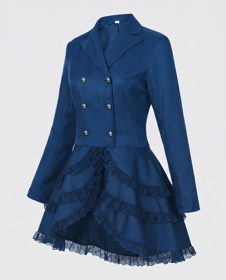 Dam elegant Ruffle jacka med Deep V-ringning och Double Buttoned fram
