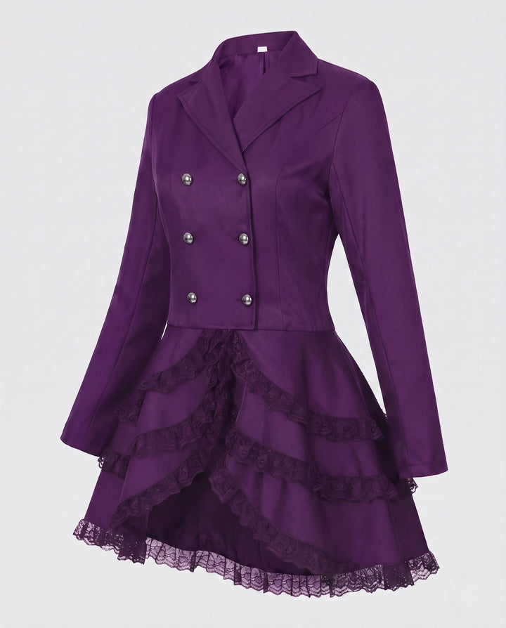 Dam elegant Ruffle jacka med Deep V-ringning och Double Buttoned fram