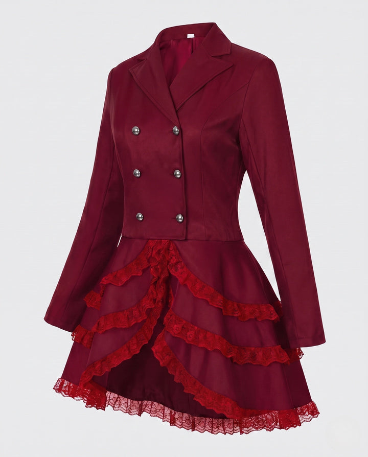 Dam elegant Ruffle jacka med Deep V-ringning och Double Buttoned fram