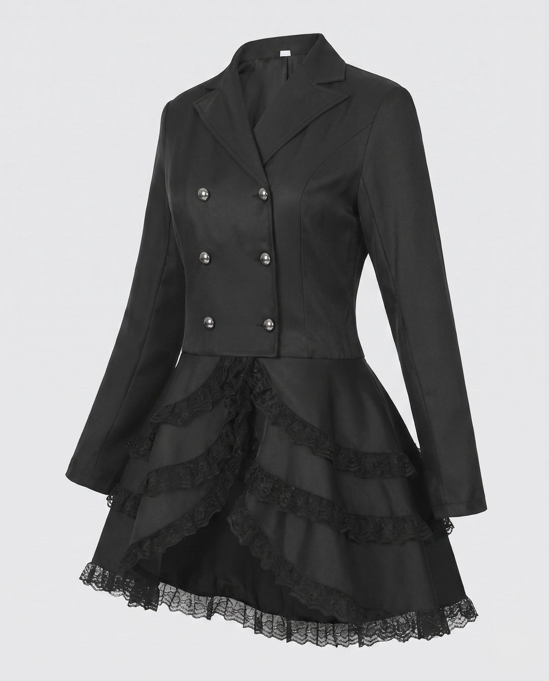 Dam elegant Ruffle jacka med Deep V-ringning och Double Buttoned fram