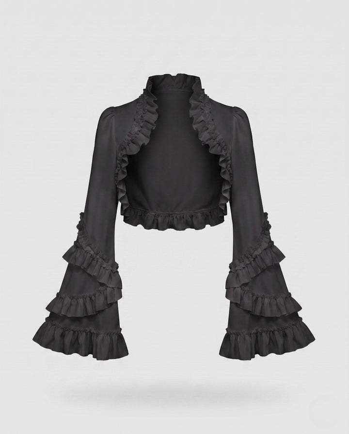 Dam elegant ruffle jacka med voluminous ärmar