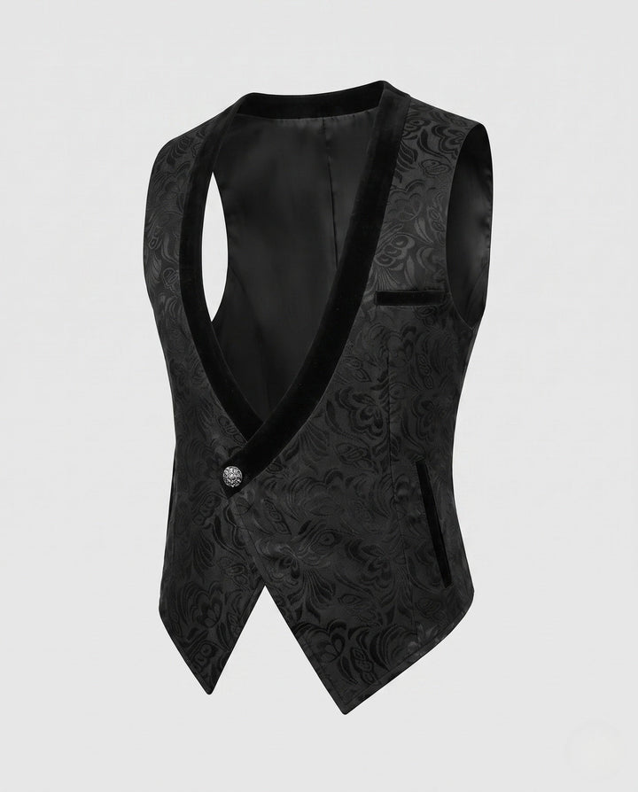 Dam elegant sammet väst med blommig design