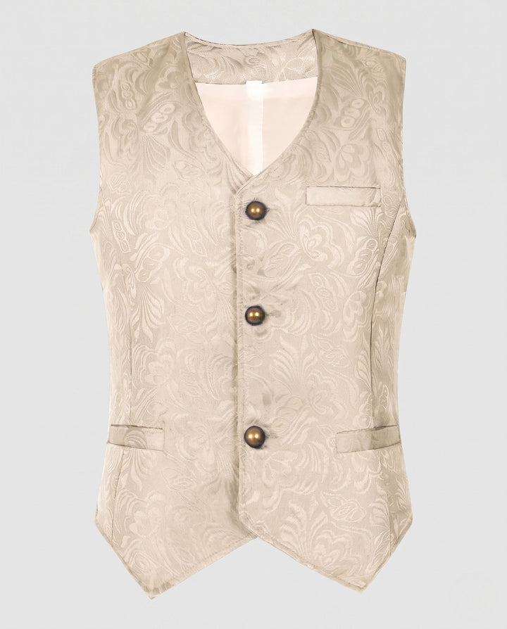 Dam Elegant Väst med Blommig Patterns och Ornate Knappar