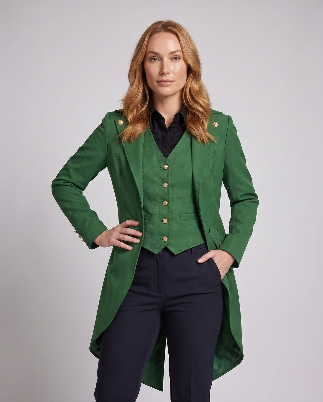 Dam Vintage-Stil Costume Jacka med Asymmetrical Fåll