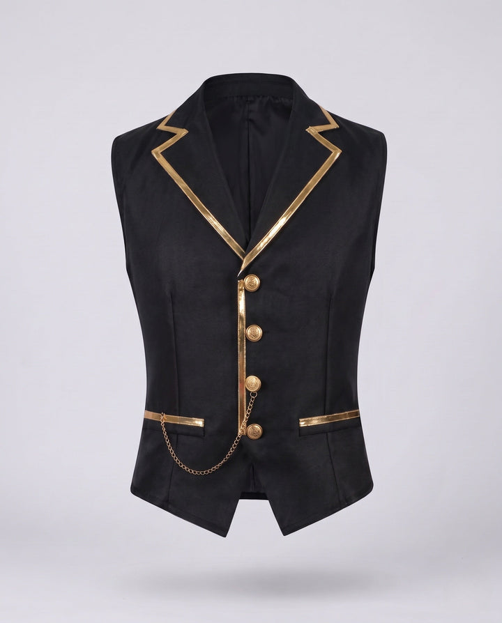Dam elegant väst med Golden Accents och dekorativ Chain