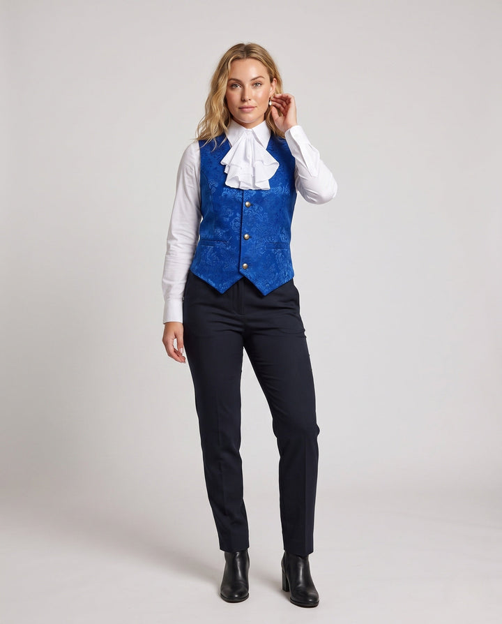 Dam elegant väst med elaborate ruffle detail