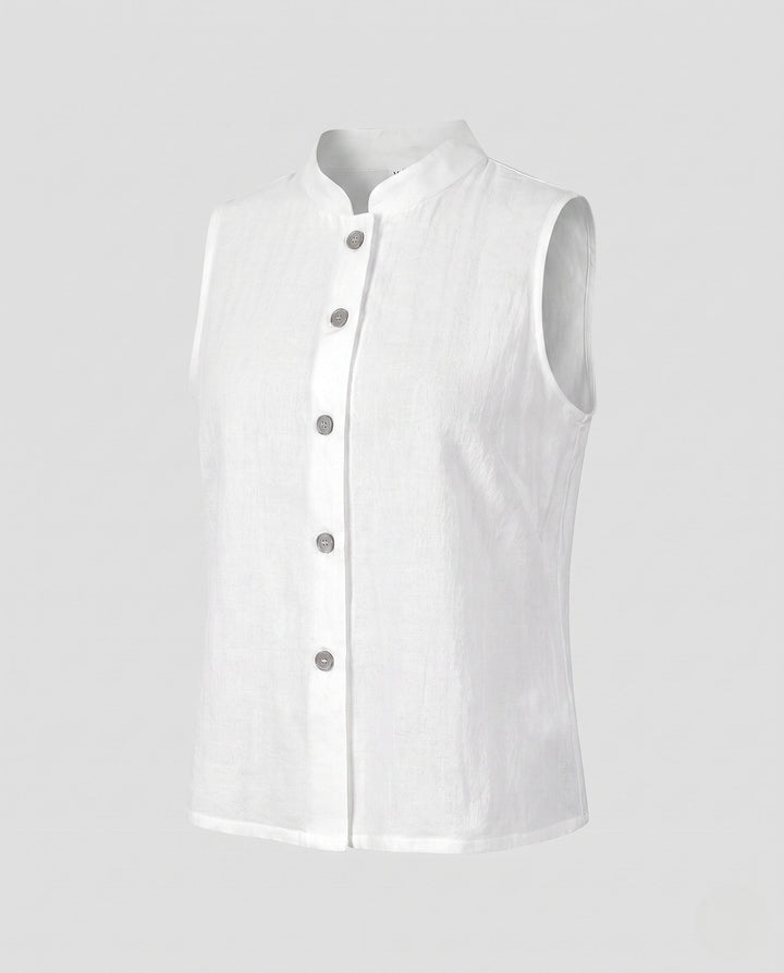 Dam elegant väst med ståkrage och decorative knappar