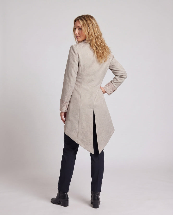 Dam elegant Woven jacka med Opulent spets Embellishments