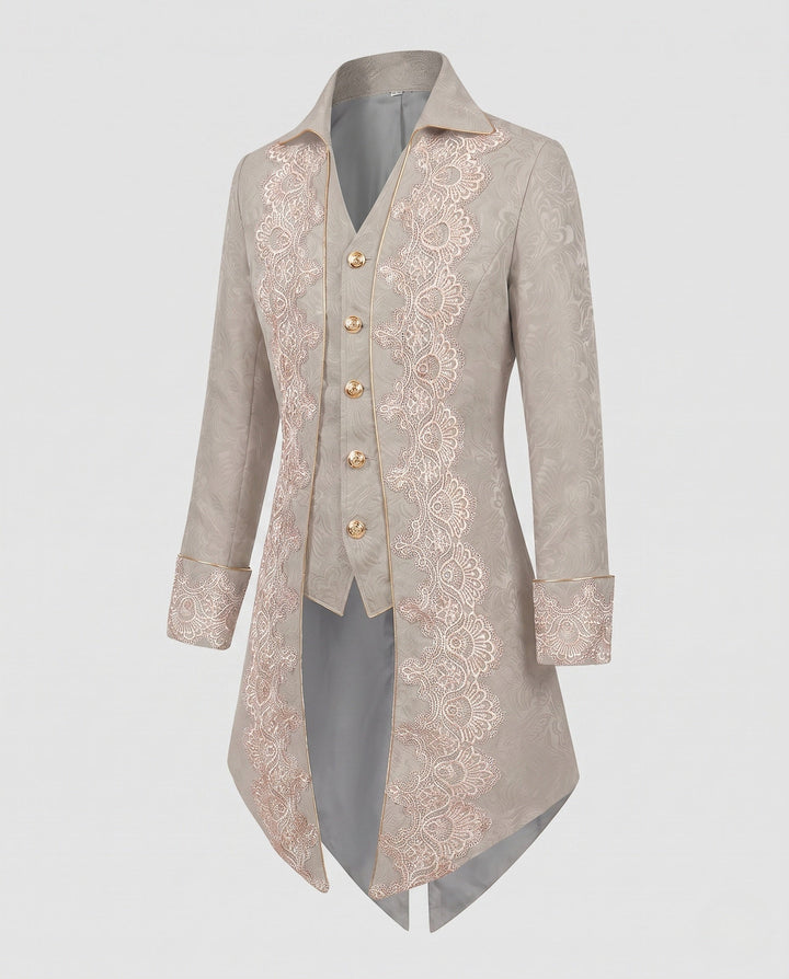Dam elegant Woven jacka med Opulent spets Embellishments