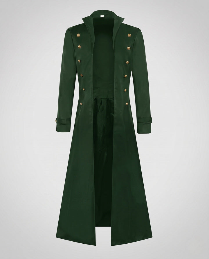 Dam elegant lång vadderad kappa med Elaborate knappar