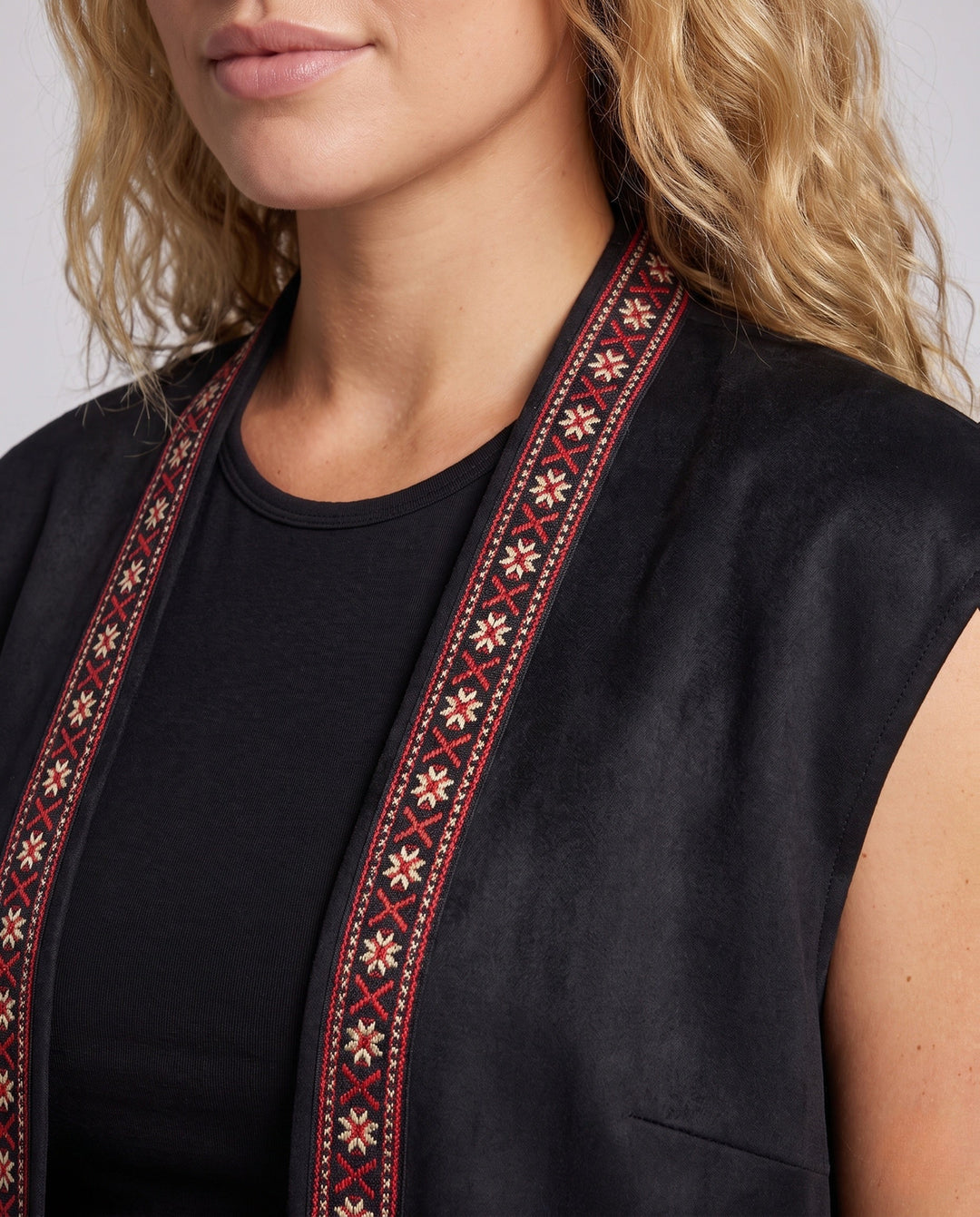 Dam luxury väst med elaborate broderi