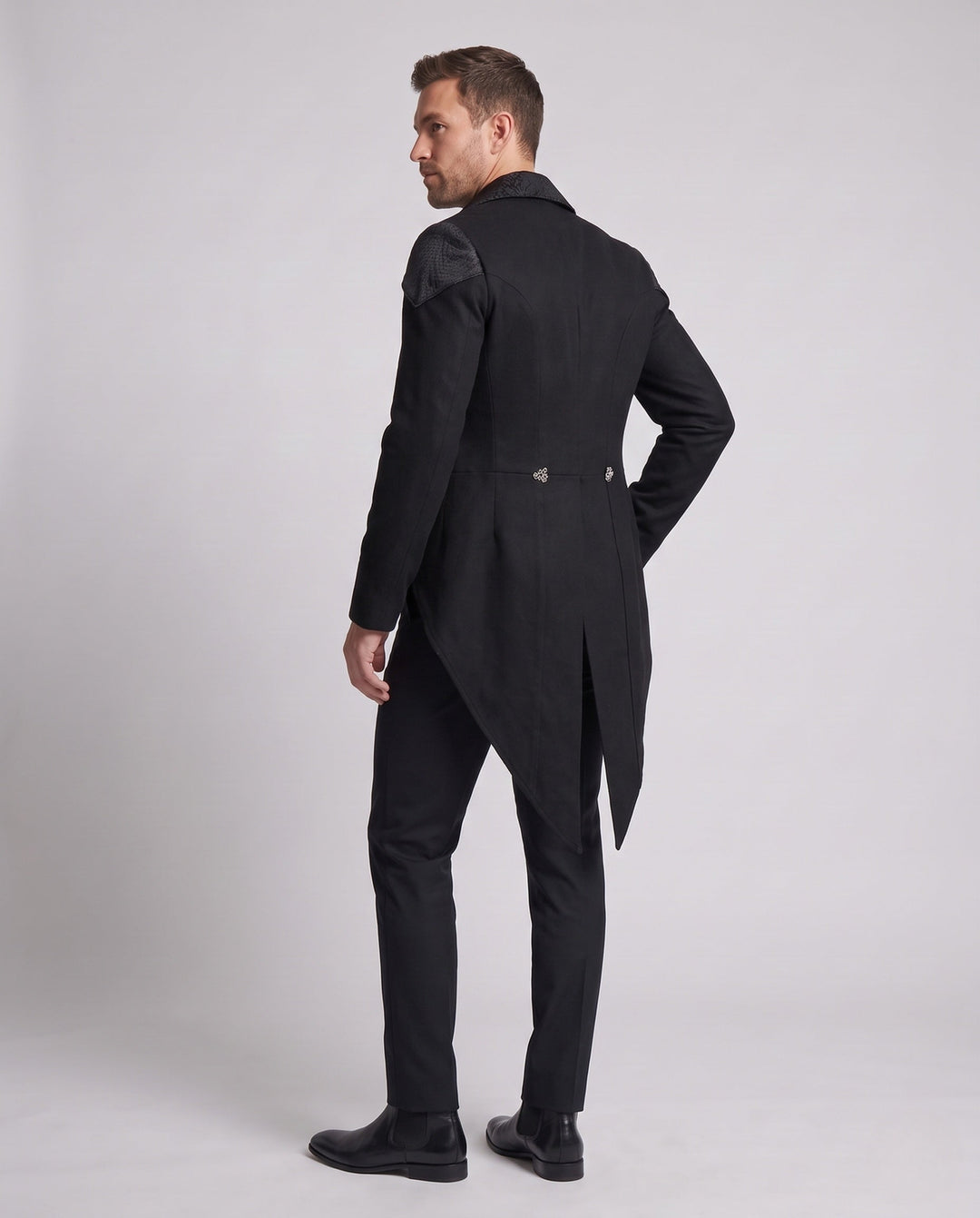 Herr Elegant Gothic Jacka med Intricate Embroidery