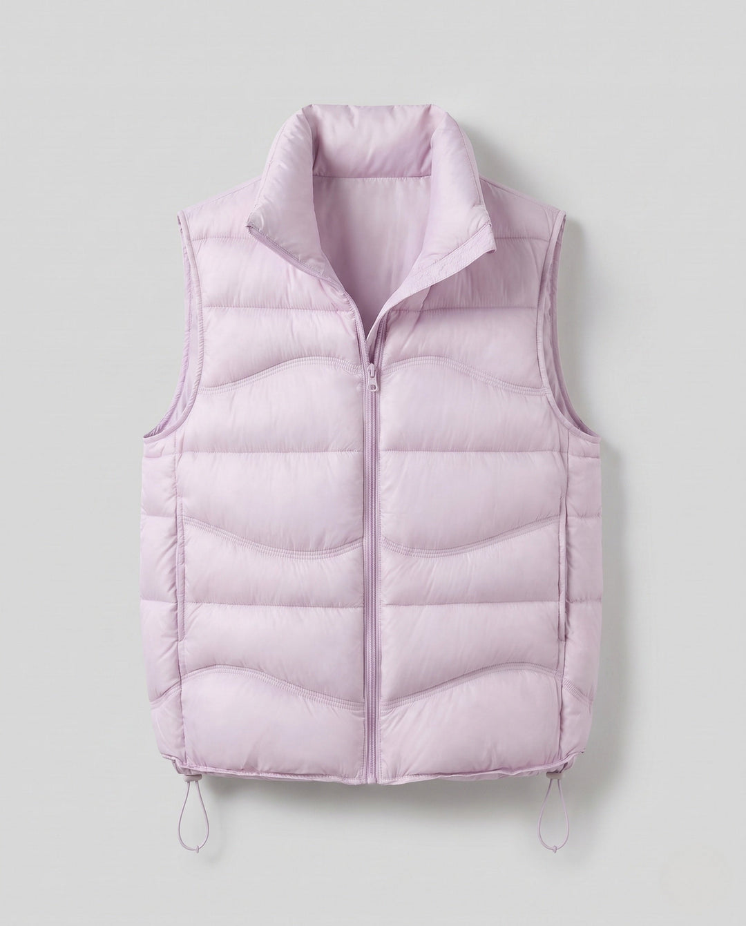Dam ärmlös thermo kviltad väst med ergonomic wave quilting, hög krage och justerbar dragsko fåll