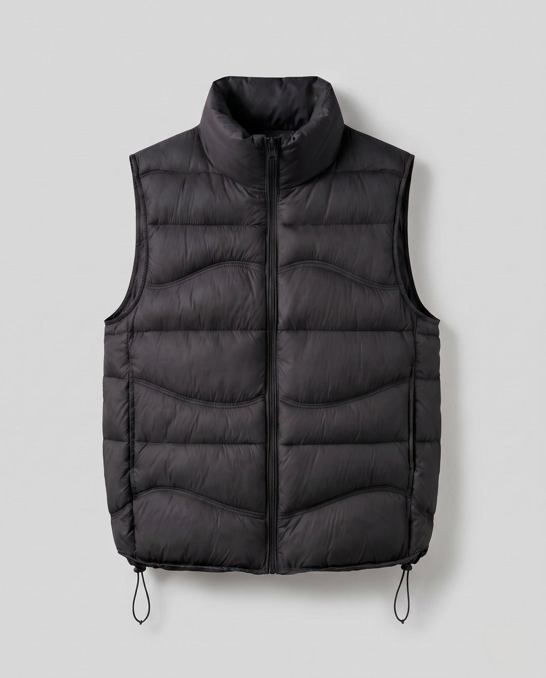 Dam ärmlös thermo kviltad väst med ergonomic wave quilting, hög krage och justerbar dragsko fåll