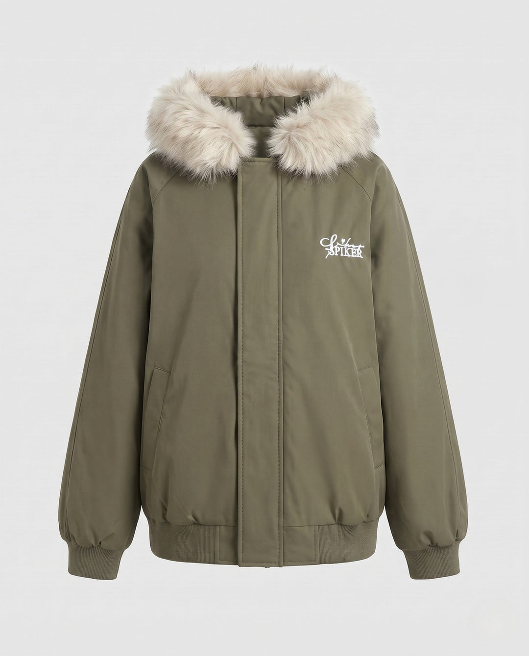 Dam Quiltad Thermo med Huva Jacka med Avtagbar Faux Fur Kant, Dold Dragkedja, och Ribbed Muddar