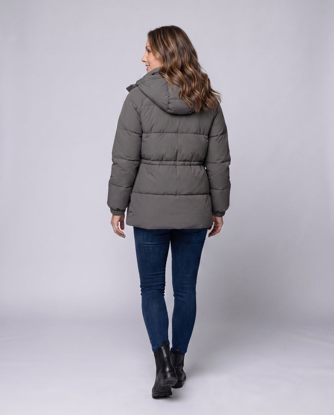 Dam Kompakt Outdoor Puffer Kappa med Hög Krage, Chin Skydd, och Elastic Muddar